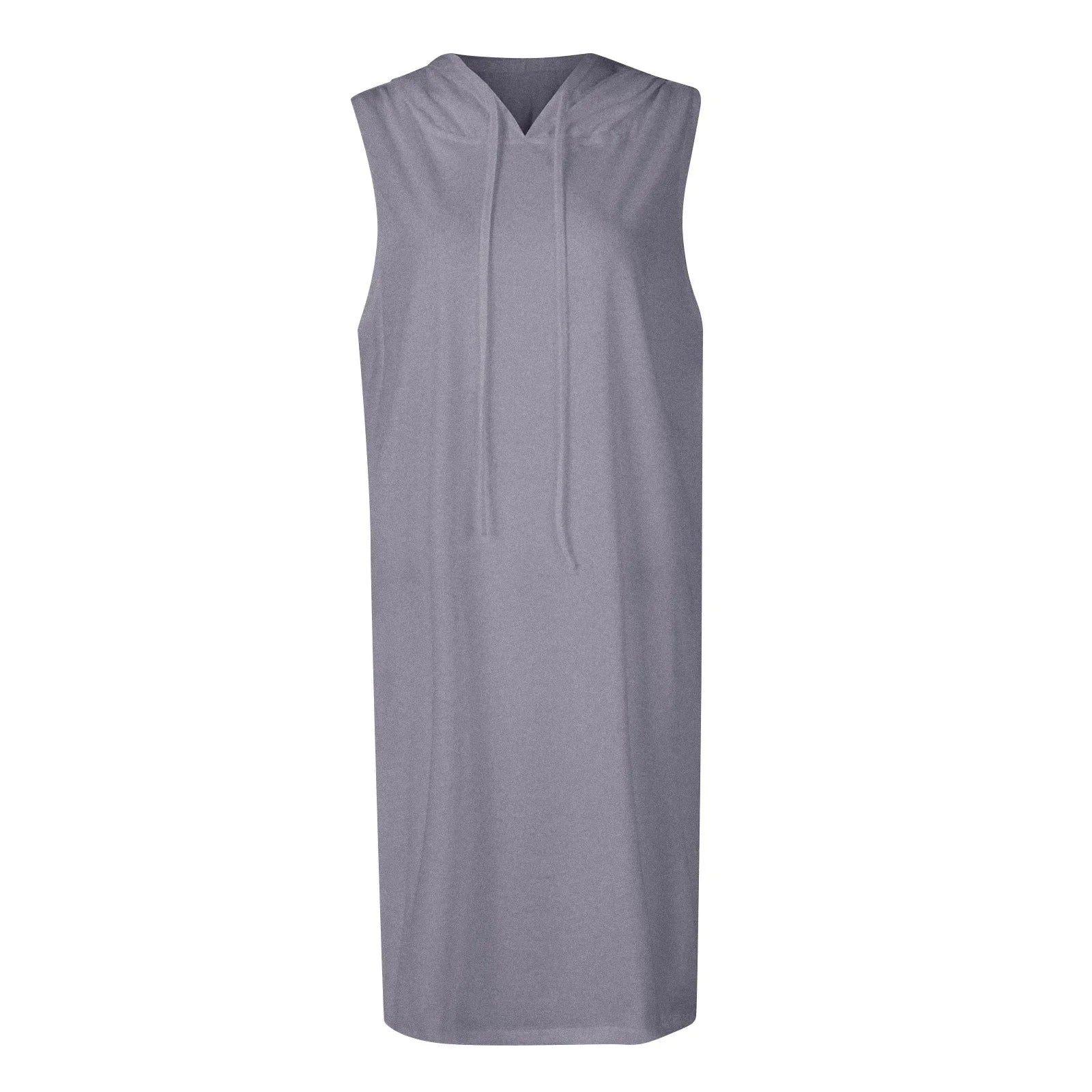 Womens Sleeveless Hoodie Dress With Drawstring Streetwear
