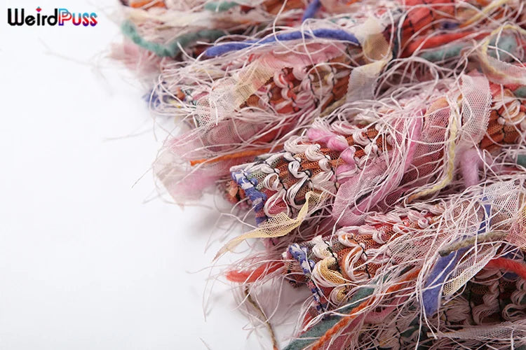 Crochet See Through Dress With Colorful Tassels Bodycon