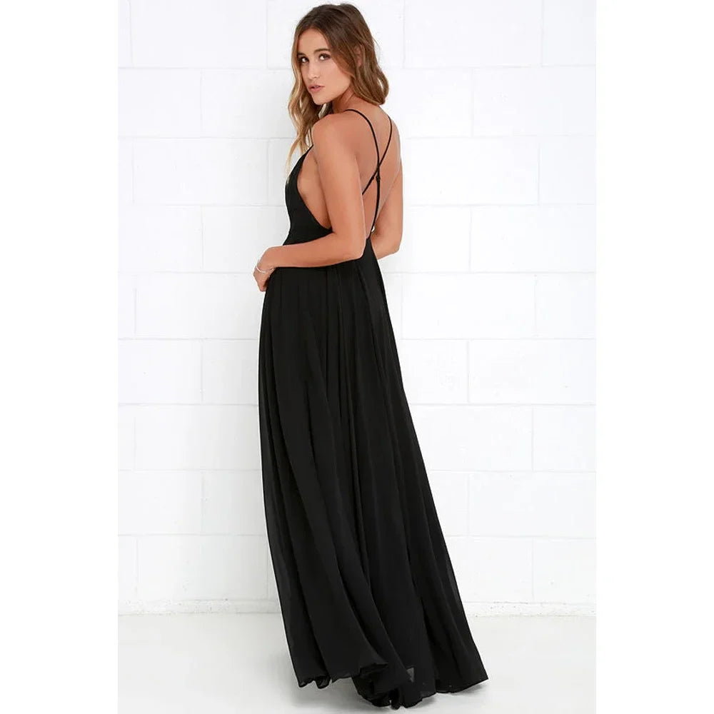 Boho Maxi Dress Women Sleeveless O Neck Backless Sundress