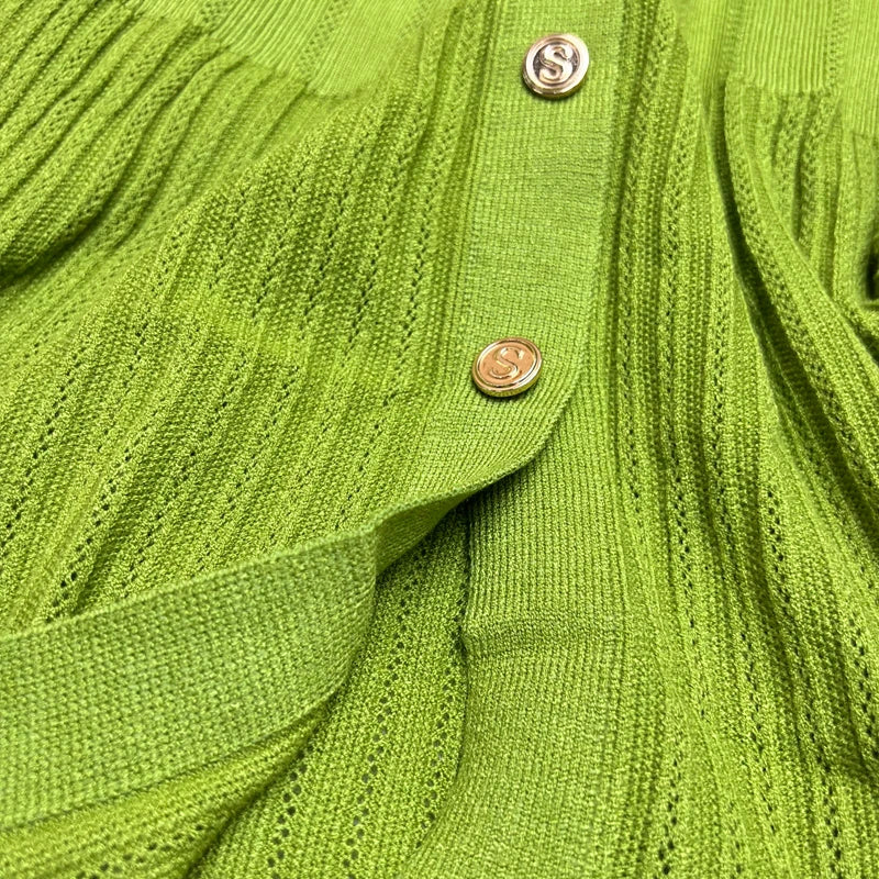 Elegant Knitted Long Sweater Dress With Button Details