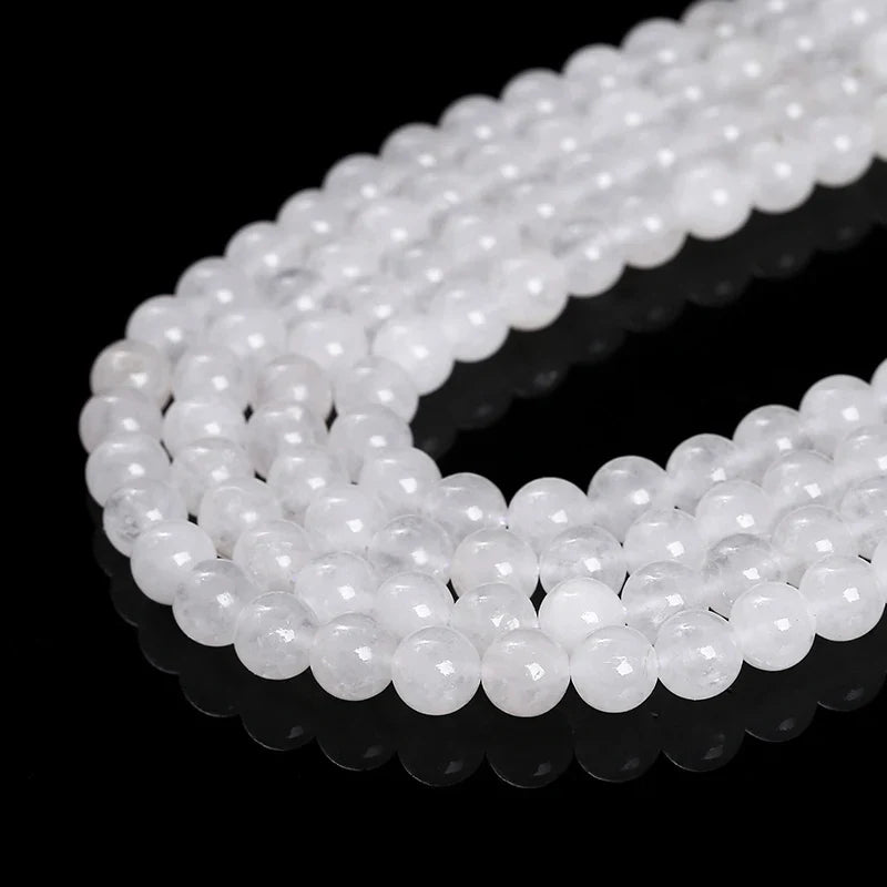 Natural White Jade Round Loose Spacer Beads for Jewelry Making DIY Necklace and Bracelet Accessories