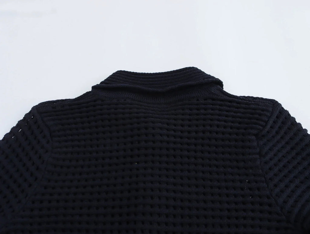 Women's Spring Tassel Plaid Lapel Knitted Jacket with Long Sleeves and High Waisted Knitted Skirt Set