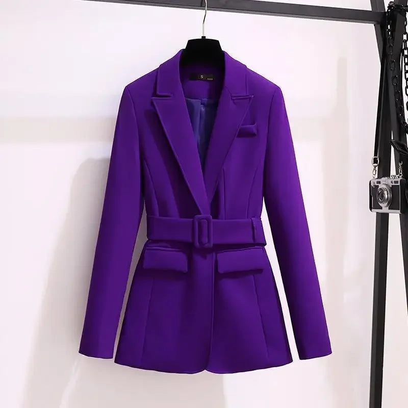 Purple Women Office Blazer Suit Two Piece Set For Work