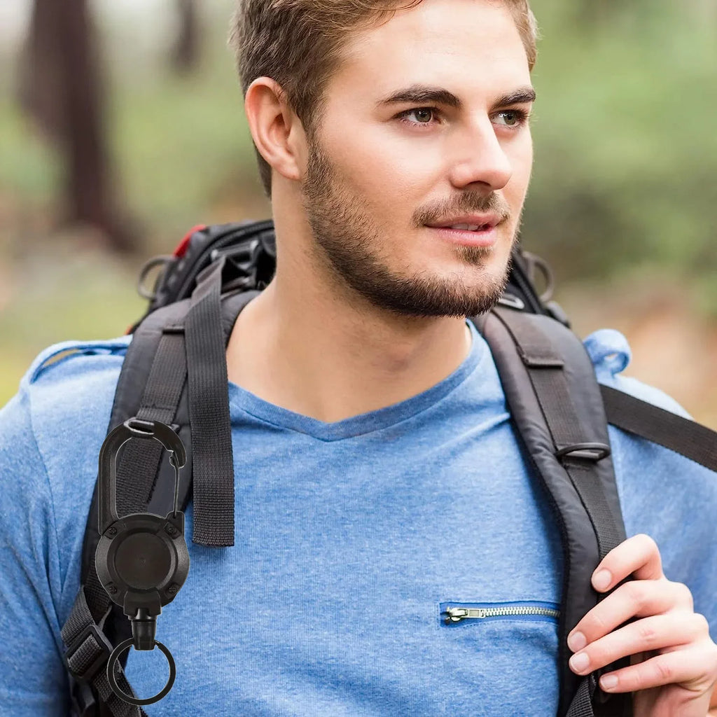 Heavy Duty Retractable Key Ring with Anti-Theft Metal Design and Easy-Pull Elastic Rope for Keys and Badges