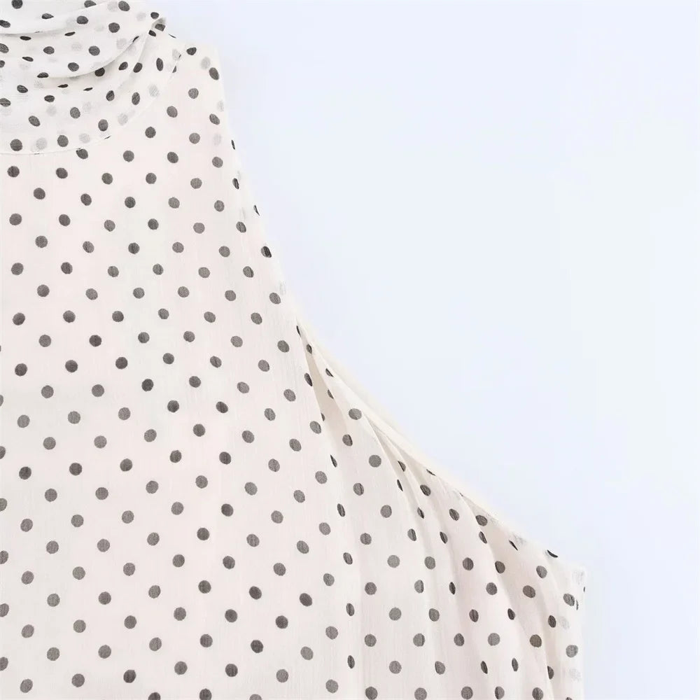 Polka Dot Halter Neck Dress For Women Summer Fashion