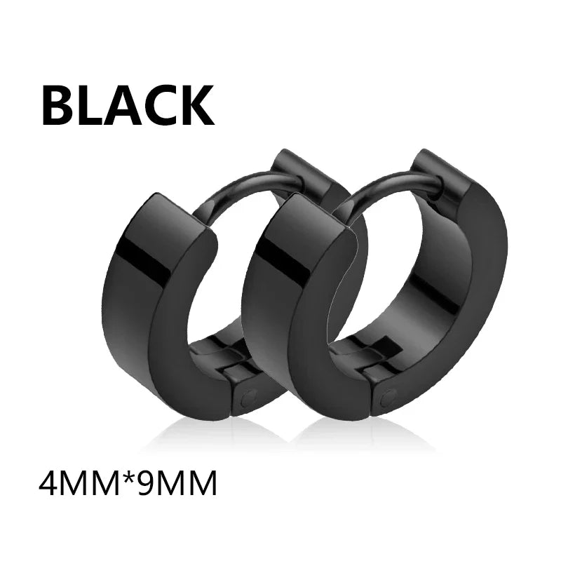 Unisex Black and Gold Stainless Steel Earrings for Punk Gothic Style Piercing Jewelry