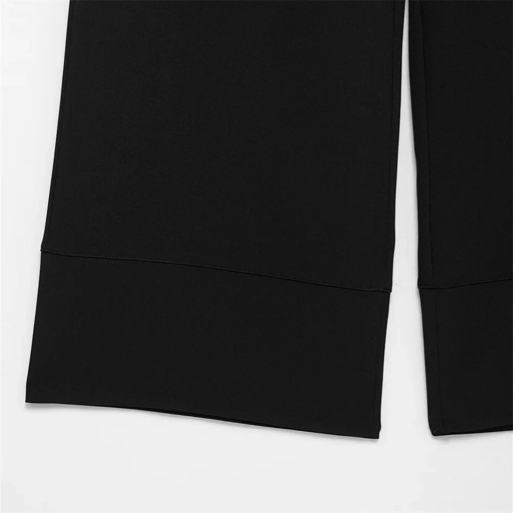 Women's Casual Double Breasted Kimono Style Suit Jacket and Straight Leg Pants Set for Spring Fashion