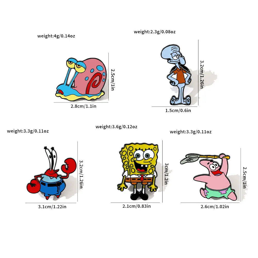 5 Pcs Cute Anime Enamel Pins Funny Gary the Snail Brooches for Clothing and Backpack Accessories Gift