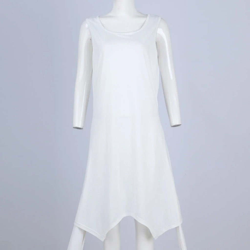 Y2K Style Sleeveless Midi Dress With Irregular Hem Design