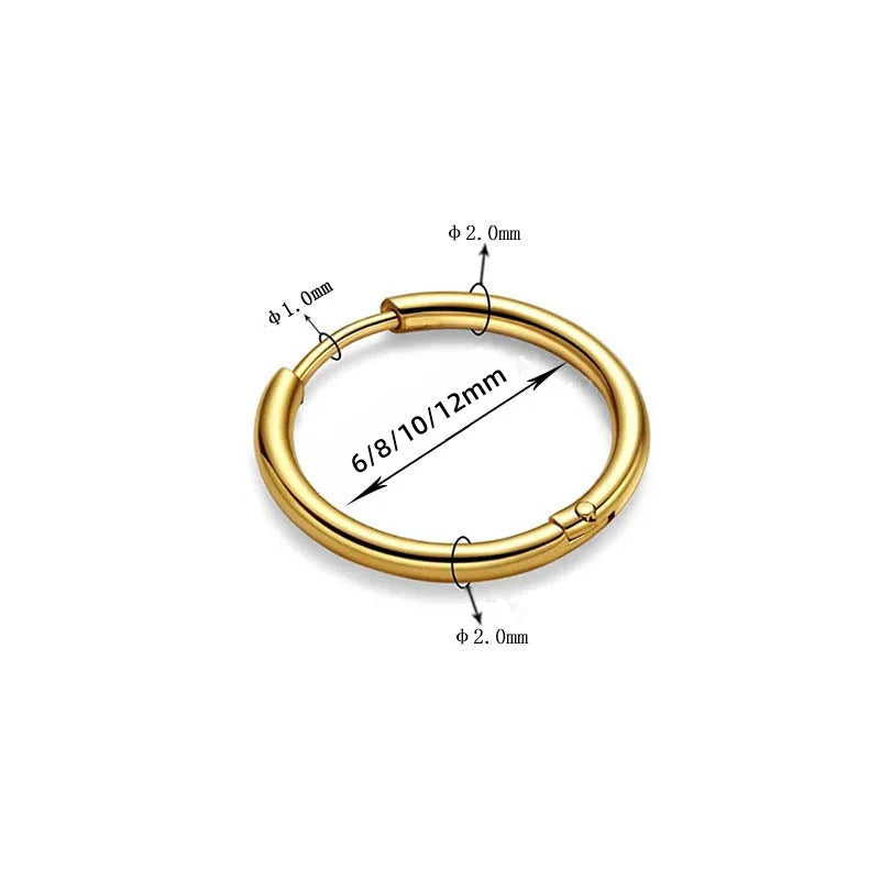 4 Pairs Stainless Steel Round Huggies Earrings Set for Women and Men Stackable Tiny 18K Gold Plated Ear Hoops