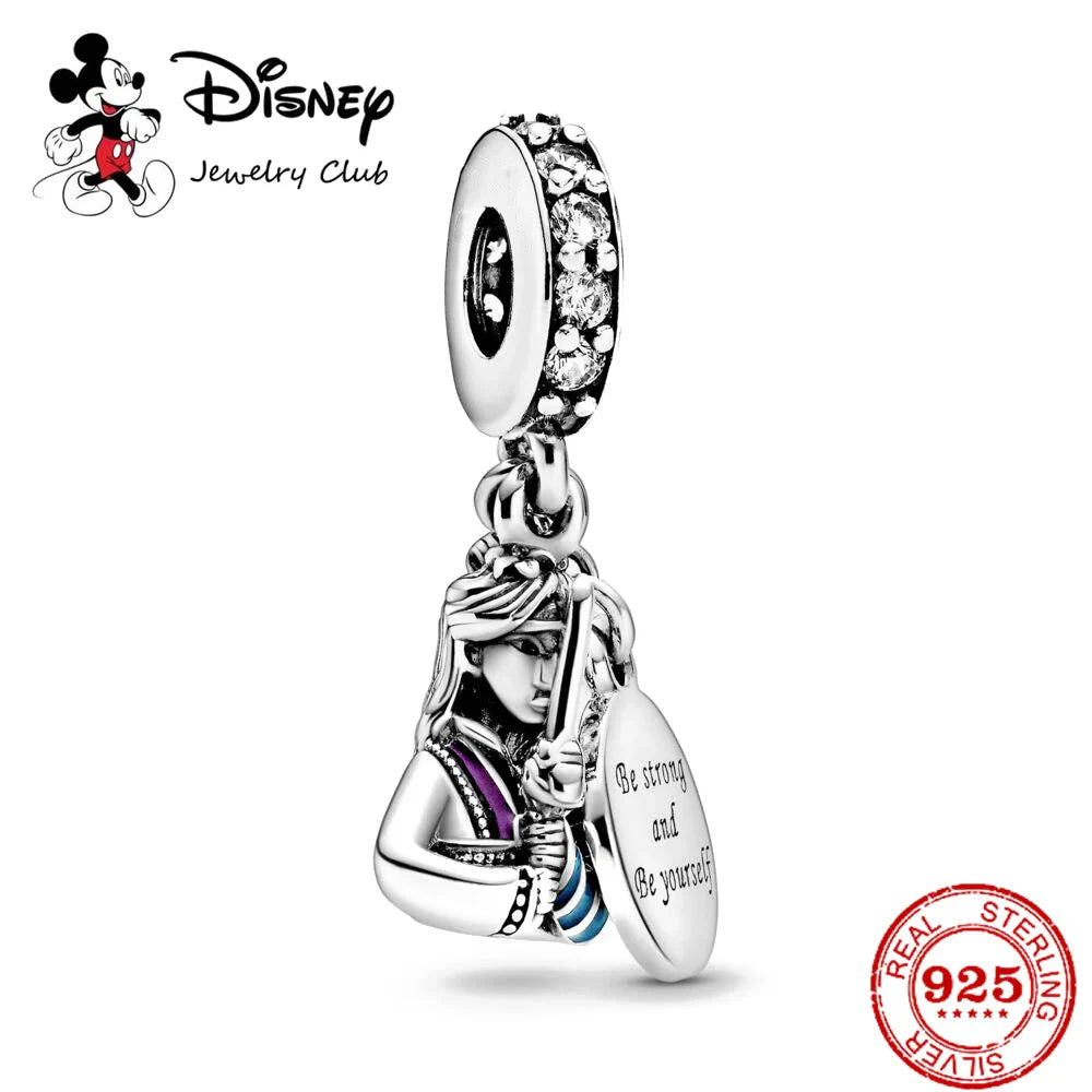 925 Sterling Silver Mickey Minnie Charm Beaded Fit Snake Bracelet DIY Ladies Jewelry