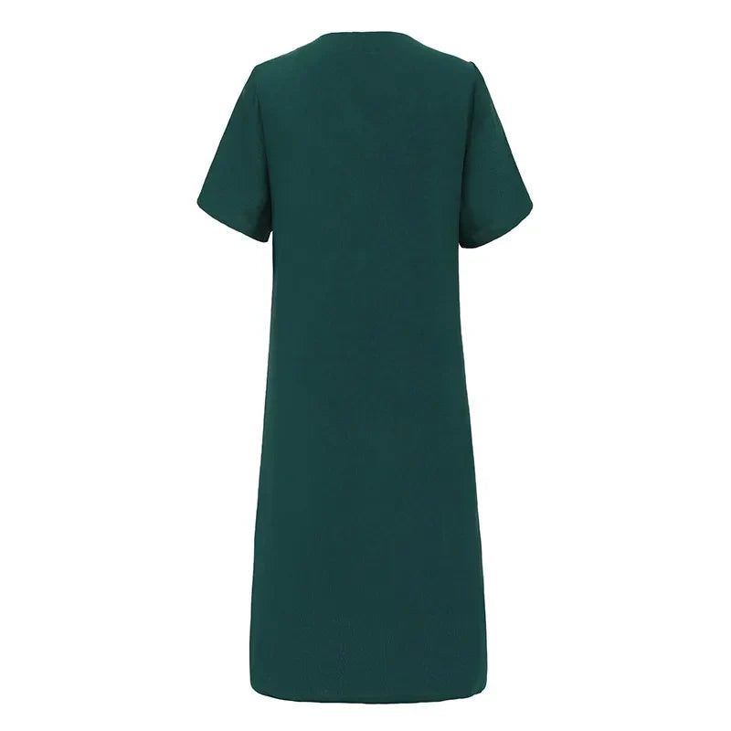 Embroidered Midi Dress for Women Vintage Style Casual Party