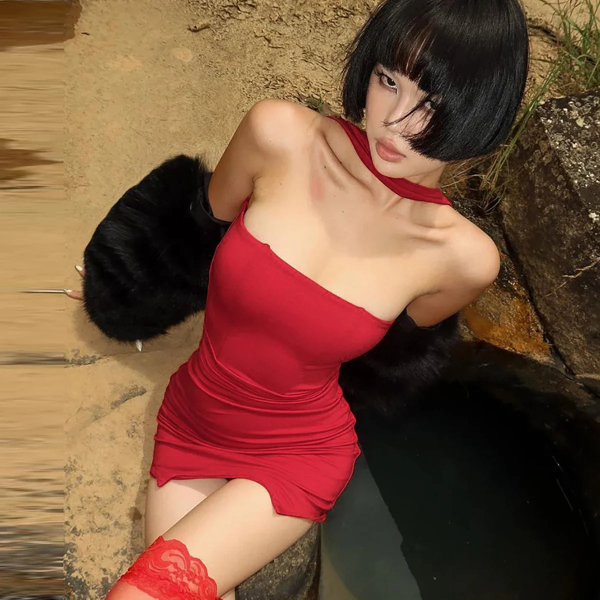 Solid Slash Neck Sleeveless Bodycon Mini Dress For Summer