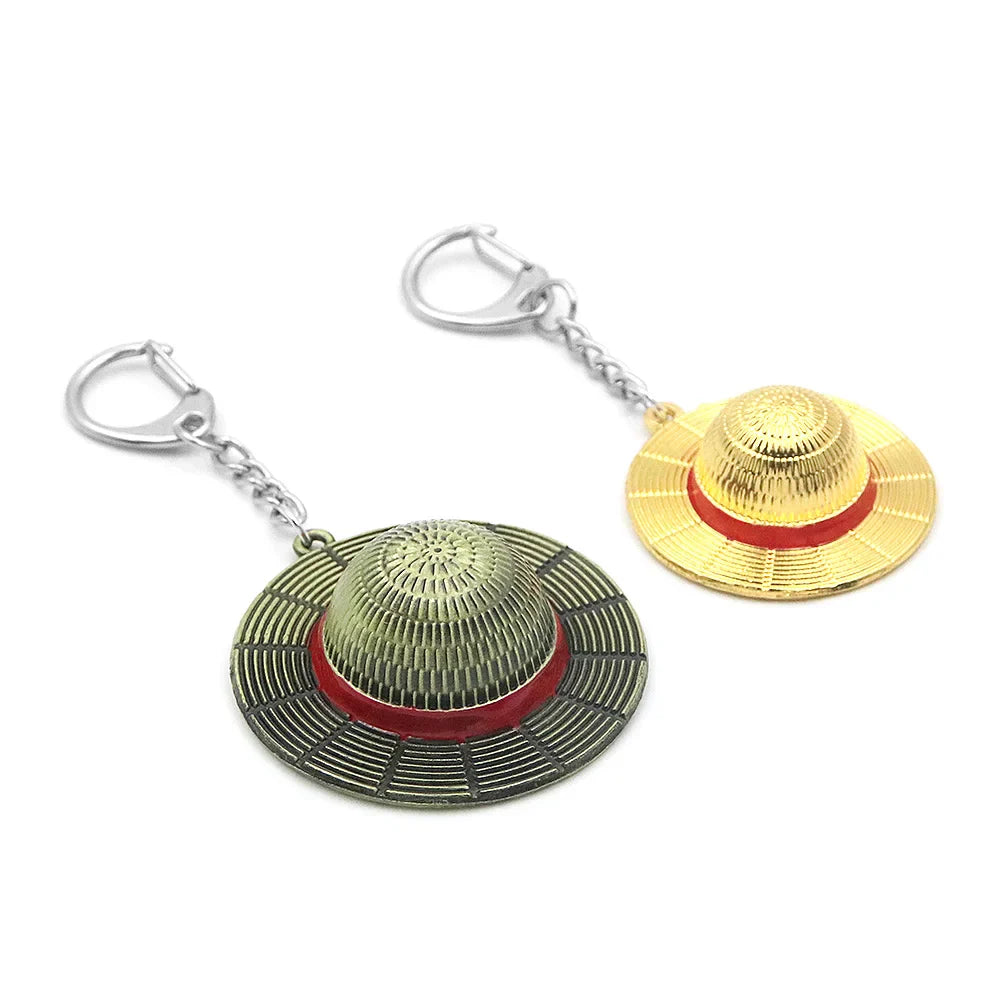 Classic Anime Keychain Straw Hat Pendant Metal Keychain for Cosplay and Collectors
