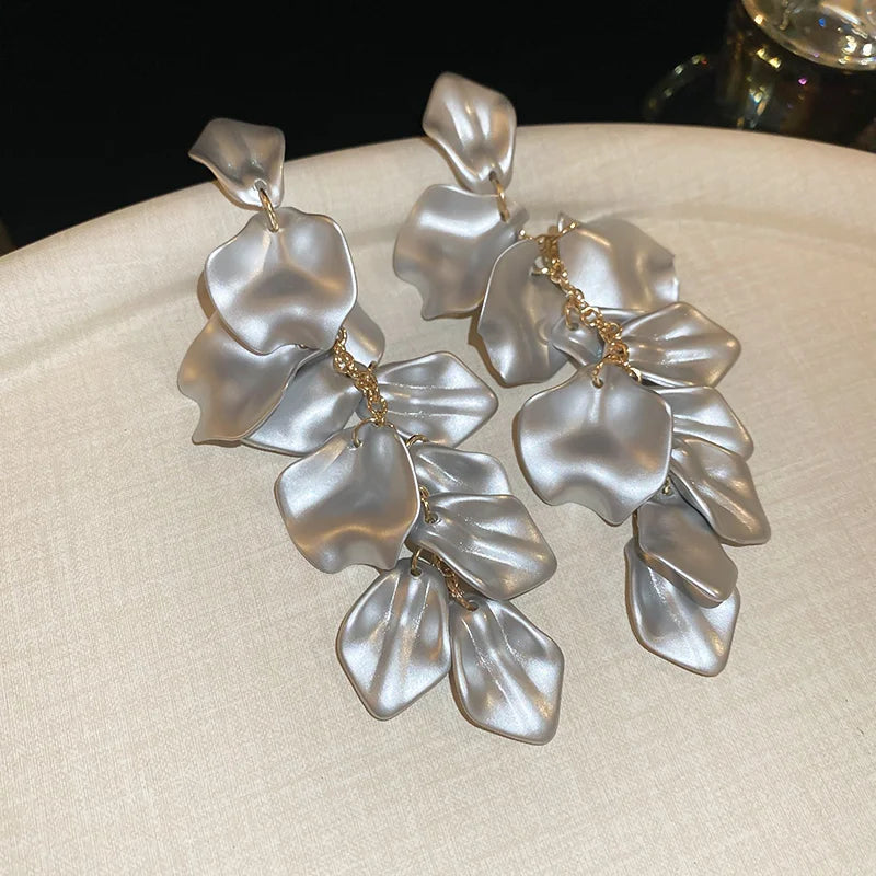 Stylish Multicolored Flower Earrings for Women Delicate Petal Tassel Stud Earrings Perfect for Everyday and Party Accessories