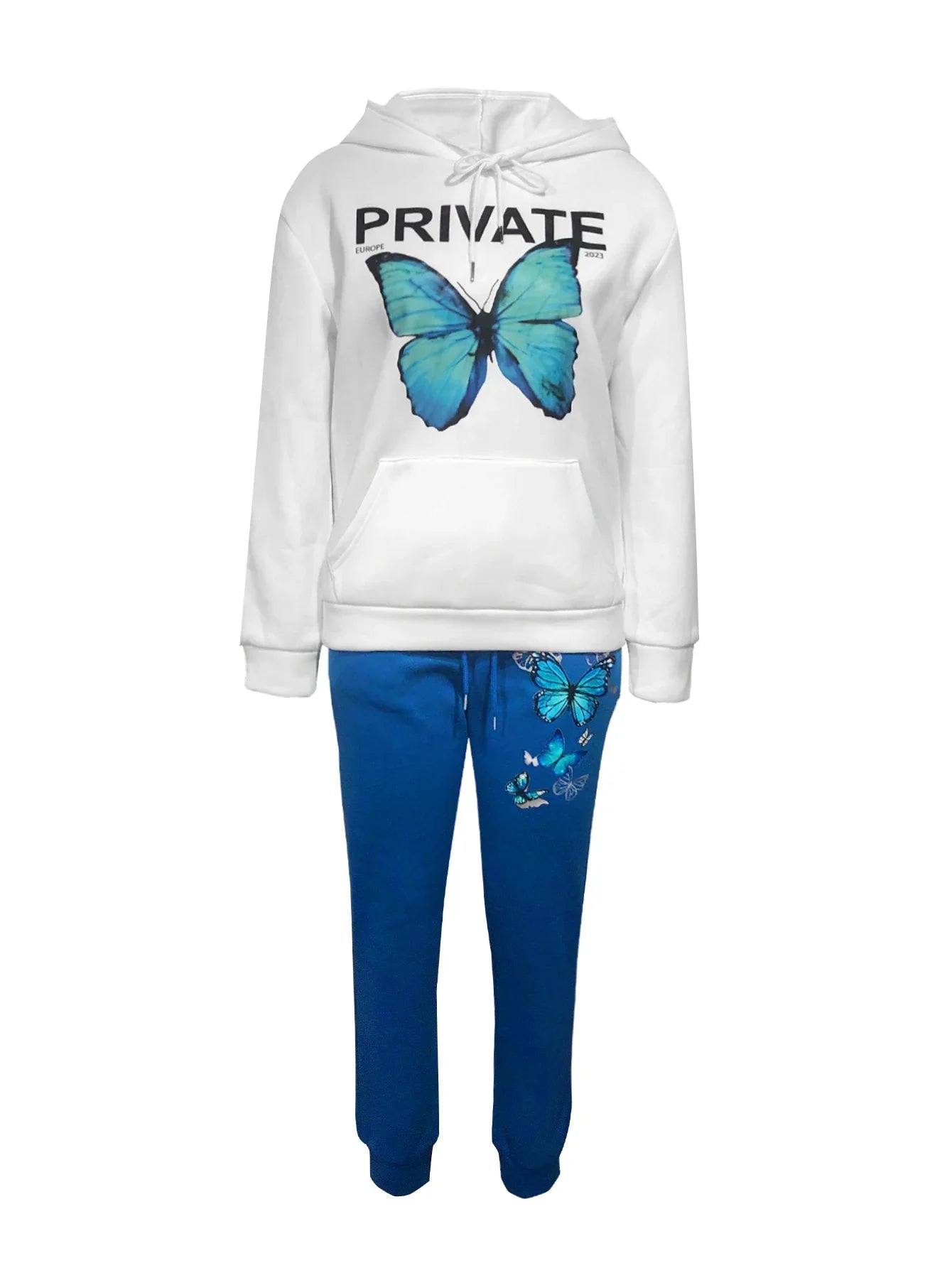 Kangaroo Pocket Hooded Tracksuit for Women - Casual Patchwork Long Sleeve Sweat Outfit