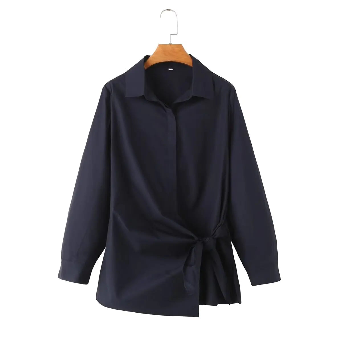 Autumn Women Casual Two Piece Set with Poplin Shirt and High Waist Long Pants