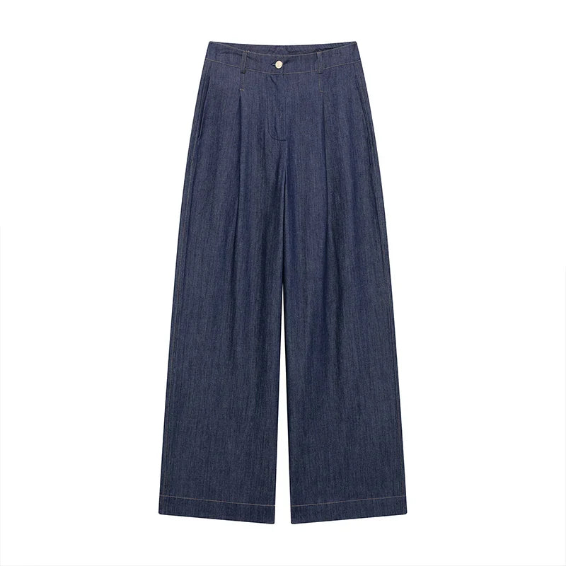 Chic Women's 2 Piece Set with Solid Single Breasted Jacket and Vintage Front Zipper Trousers