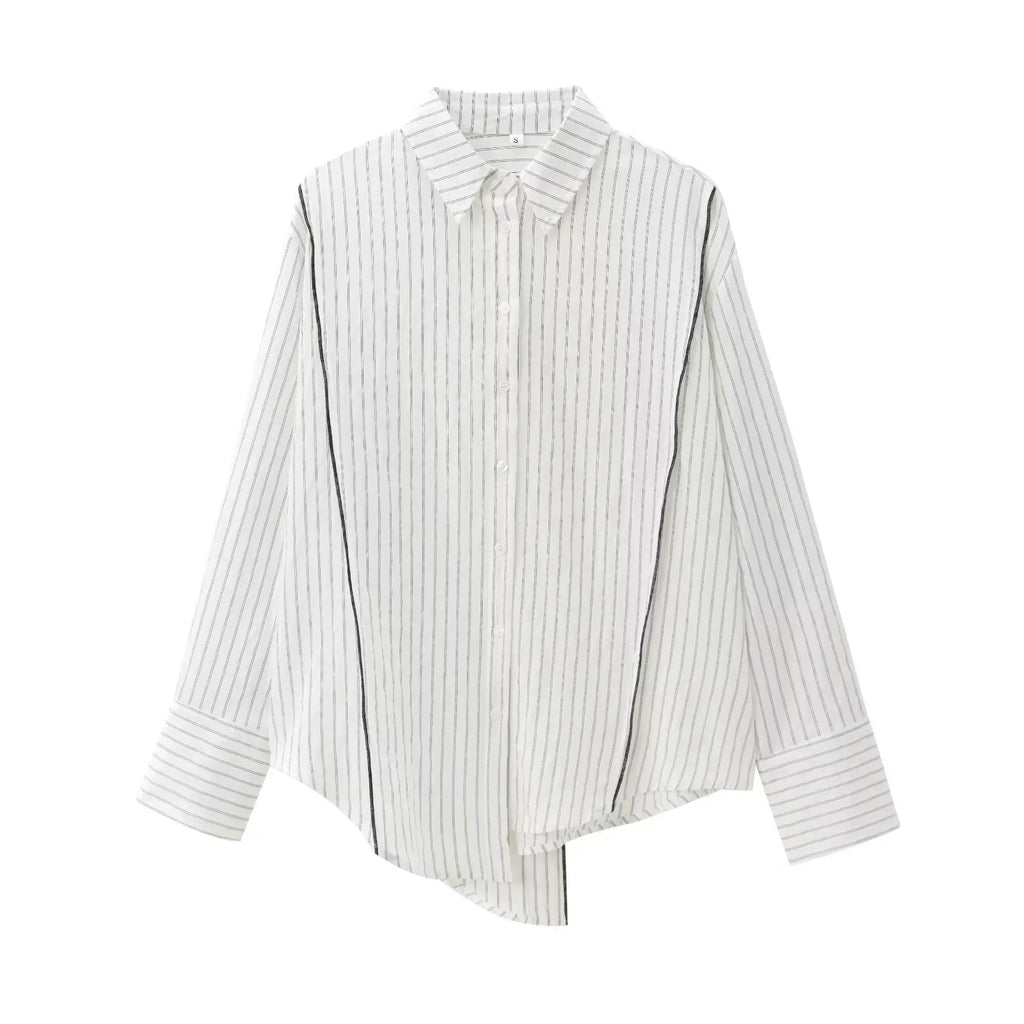 Versatile Casual Women's Striped Long Sleeve Lapel Shirt Comfortable Multi-Purpose Autumn Top