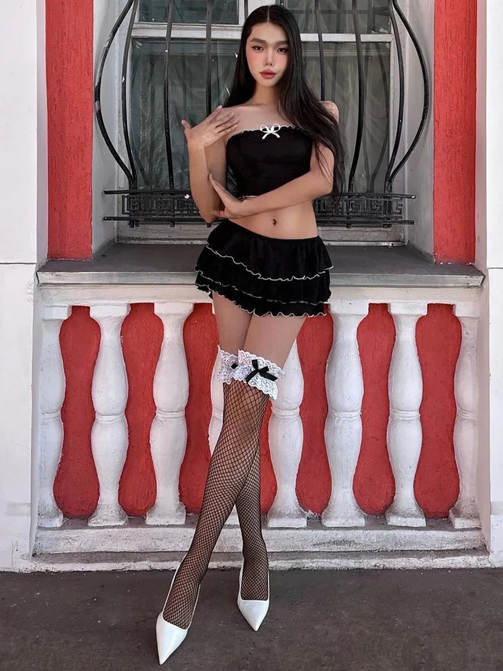 Sexy Matching Tube Top and Ruffled Skirt Set Women Summer Party Club Date Outfit Streetwear Y2K Style