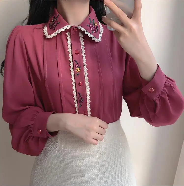 Women's Elegant Bow Tie Ribbon Blouse Button Down Vintage Preppy Style Formal Shirt