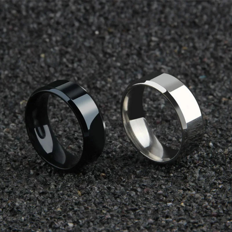 Stainless Steel Black Wedding Engagement Ring for Men and Women Quality Matte Finish Charm Jewelry