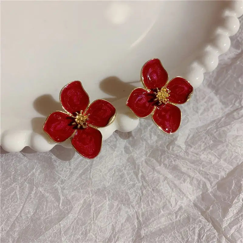 Vintage Flower Stud Earrings for Women Multi-Colored Fashion Jewelry Perfect for Parties and Weddings