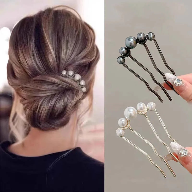 Korean U Shaped Pearl Hairpins for Women Elegant Vintage Hair Clips and Styling Tools
