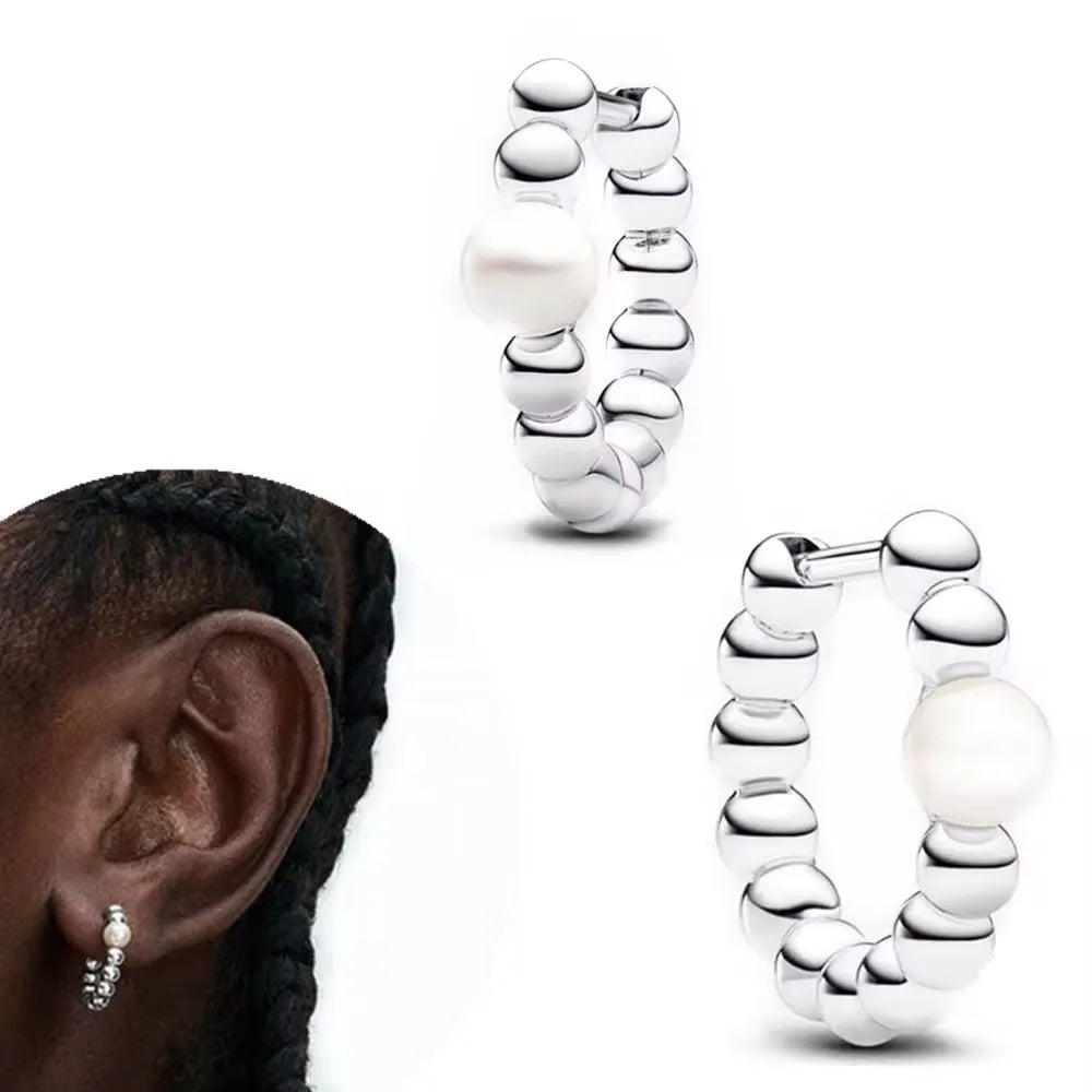 925 Silver Hoop Infinite Love Earrings with Blue Flower and White Stone Heart Pendant for Women Jewelry