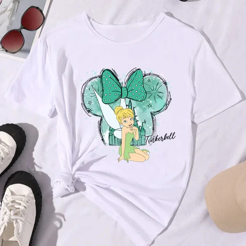 Kawaii Disney Princess Women's Cotton T-Shirt Comfortable Short Sleeve Summer Top
