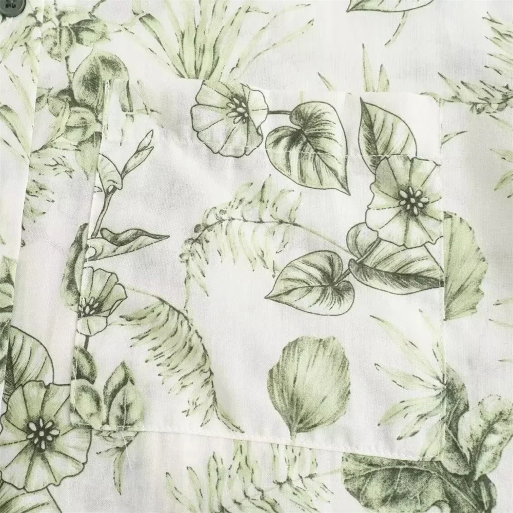 Casual Loose Printed Shirt and Wide Leg Pants Set for Women