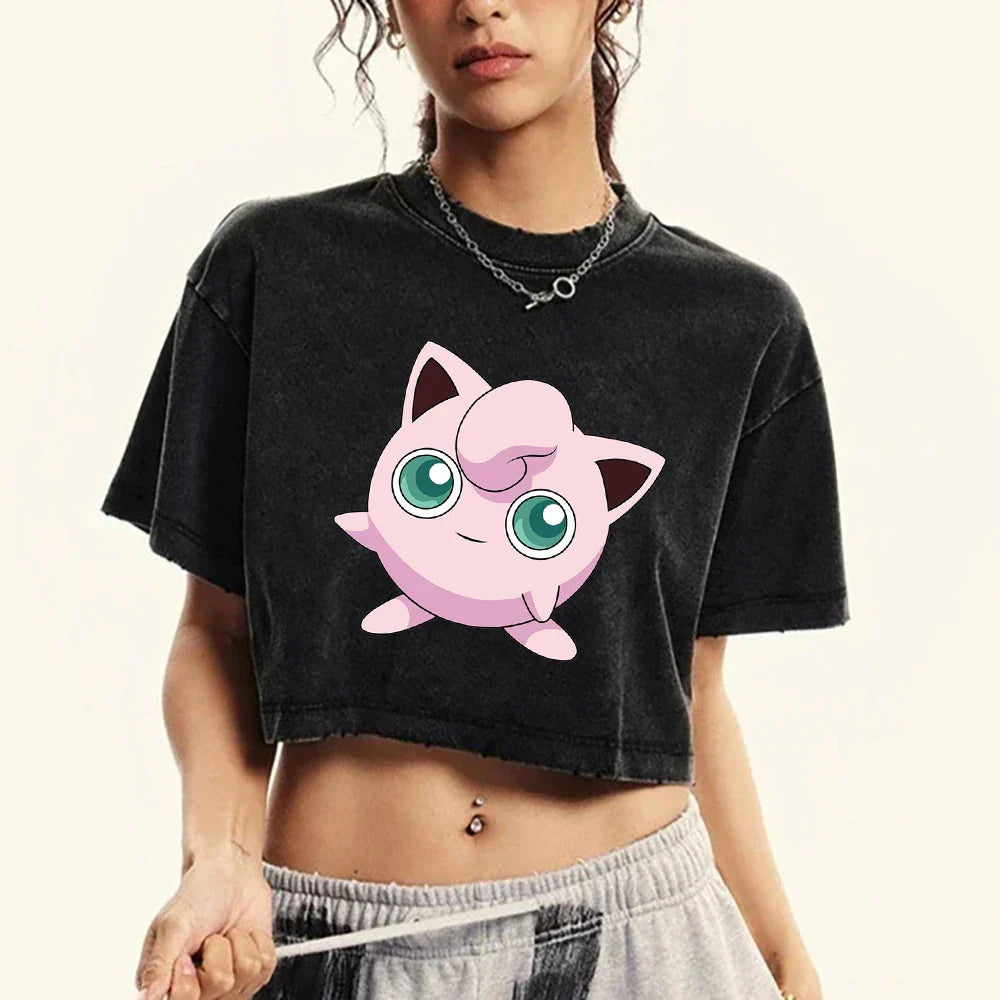 Cotton Casual Jigglypuff Tee Shirt for Women and Men - Vintage Retro Humor Summer Crop Top