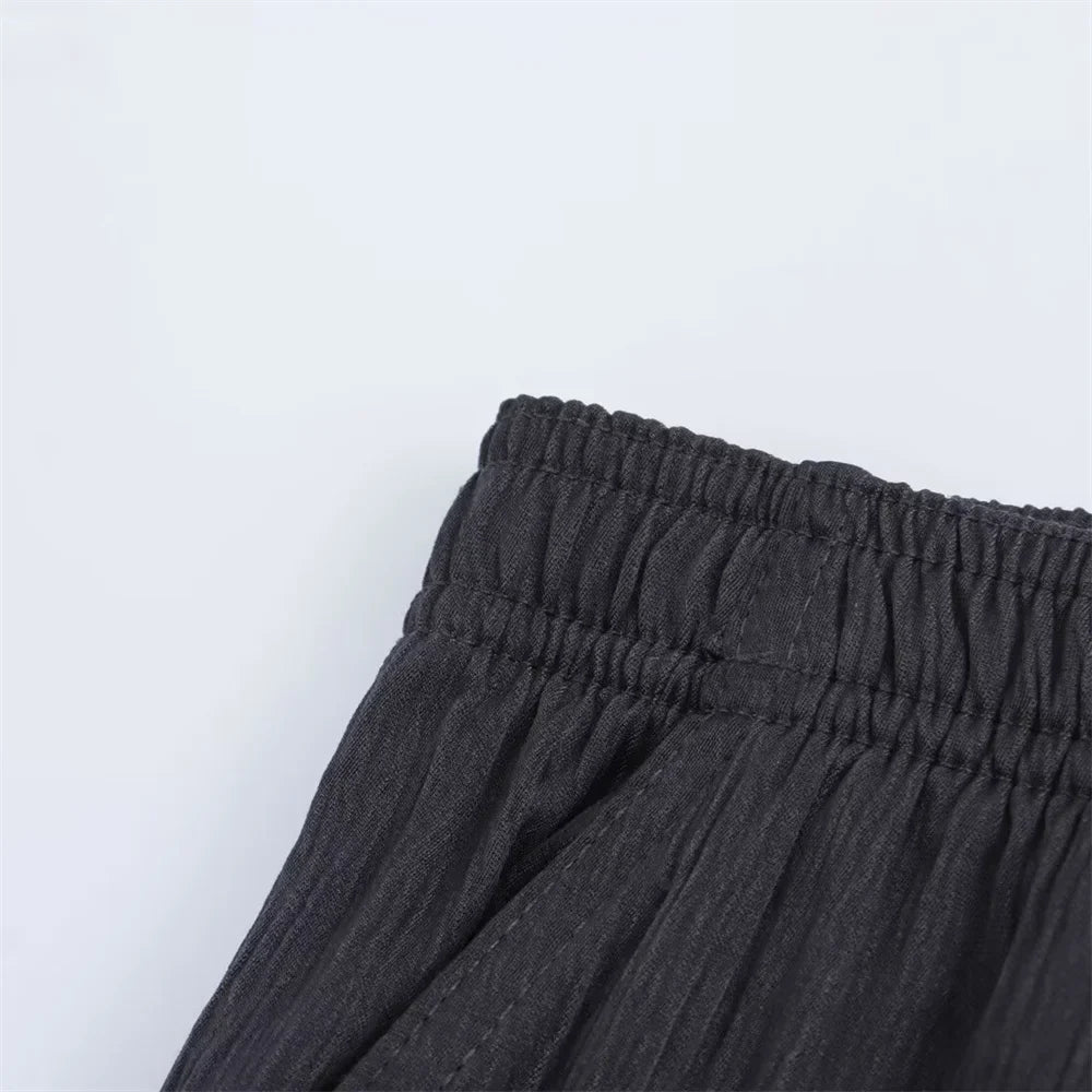 Women's Fashion Casual V-neck Long Sleeve Lace Coat and Wide Leg Pants Set