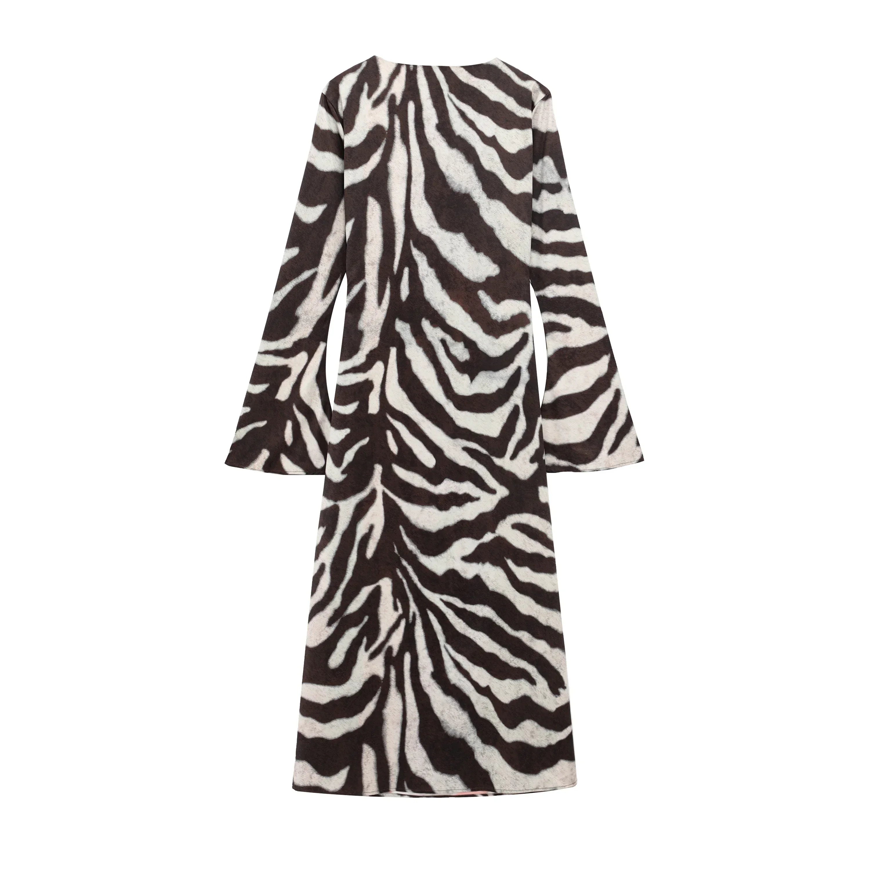 Zebra Print Long Sleeve Summer Dress For Women Chic