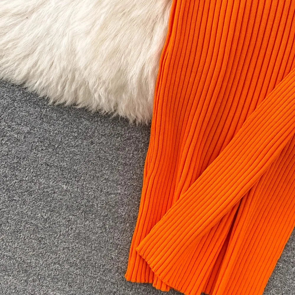 Y2K Knitted Halter Bodycon Dress For Party Streetwear