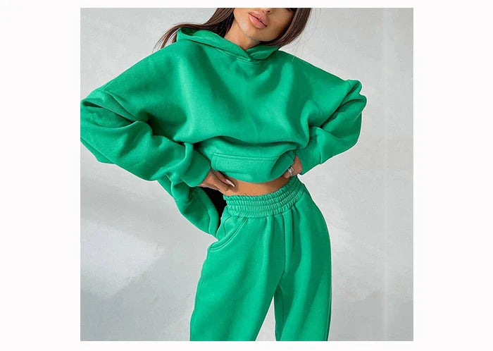 Women Oversized Tracksuit Set with Hoodie and Sweatpants Comfortable Two Piece Outfit