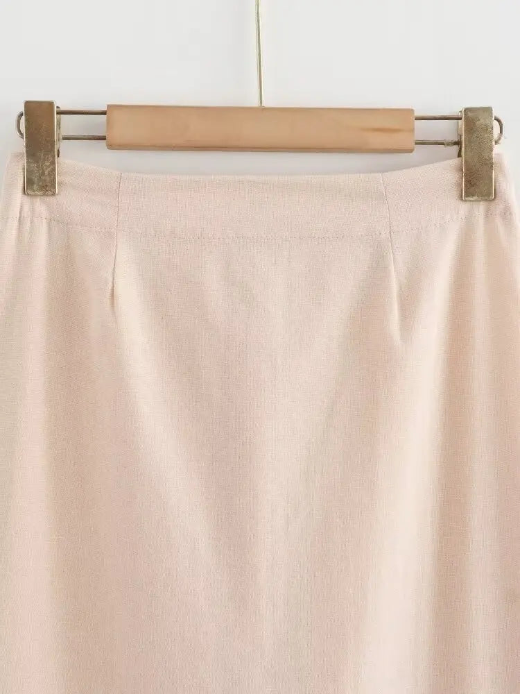 Women's 2-Piece Fashion Set Solid Pleated Vest Top and High Waist Midi Skirt Chic Coordinated Outfit for Elegant Style