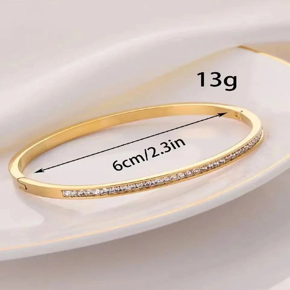 Elegant Gold Bangle Bracelet with Sparkling Rhinestones for Women's Formal Events