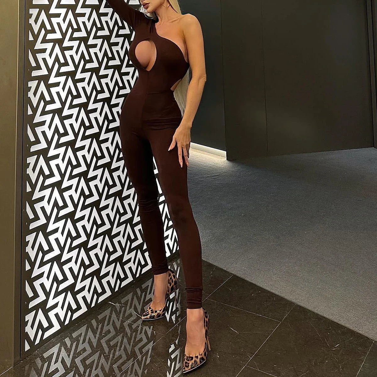 Women's Sexy Backless Halter Neck Sleeveless Tight Fit Long Jumpsuit Elegant Evening Romper