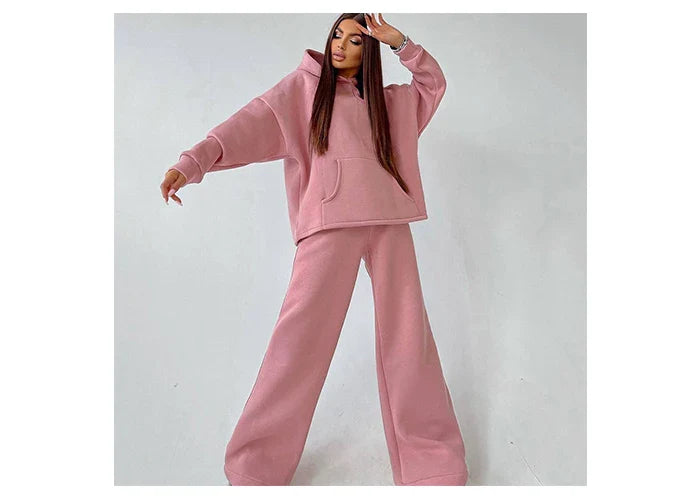 Women Oversized Tracksuit Set with Hoodie and Sweatpants Comfortable Two Piece Outfit