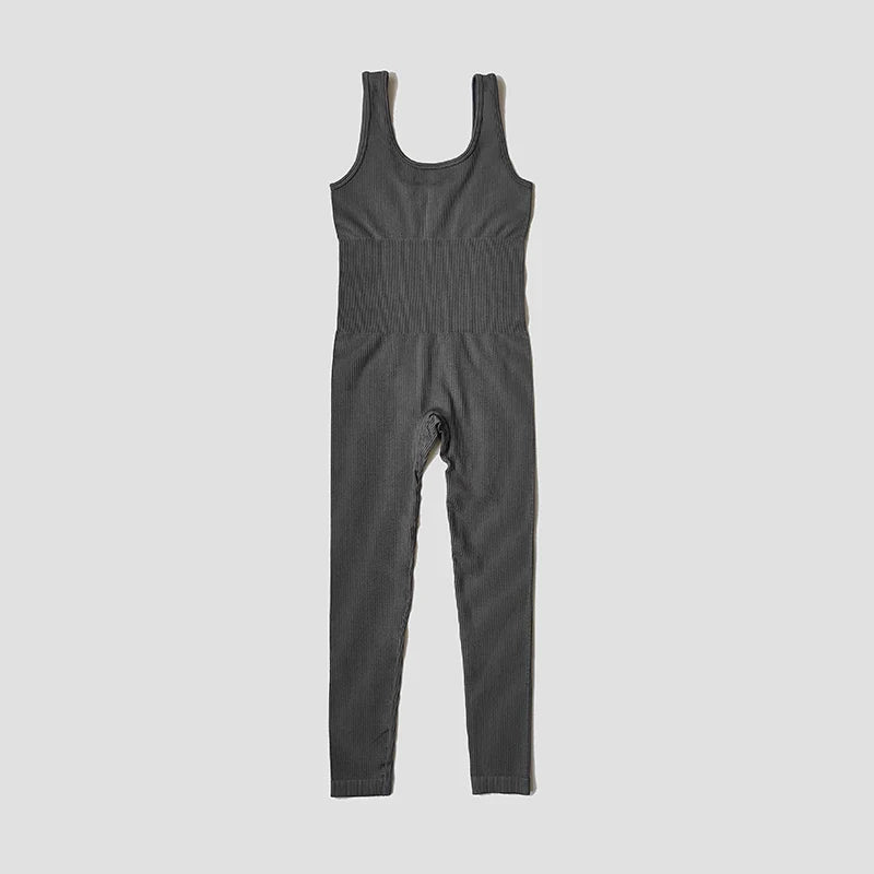 Seamless High Stretch Yoga Jumpsuit for Women Lightweight Breathable Fitness Activewear with Contouring Design and Moisture Wicking Fabric