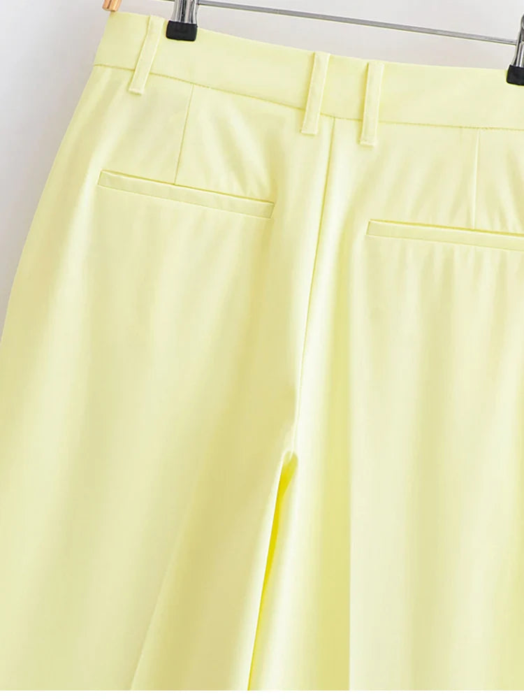 Women Summer Two-Piece Set Solid Halter Camisole Top and Trouser Outfit Elegant Street Style Clothing