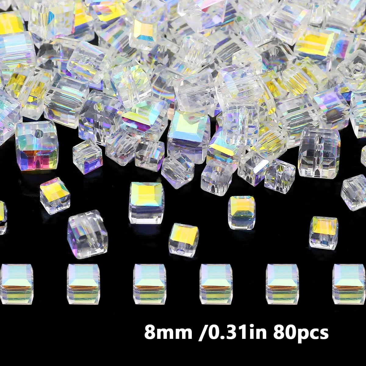 Austrian Crystal Transparent AB Glass Beads for DIY Jewelry Making in 3mm, 4mm, 6mm, 8mm Sizes