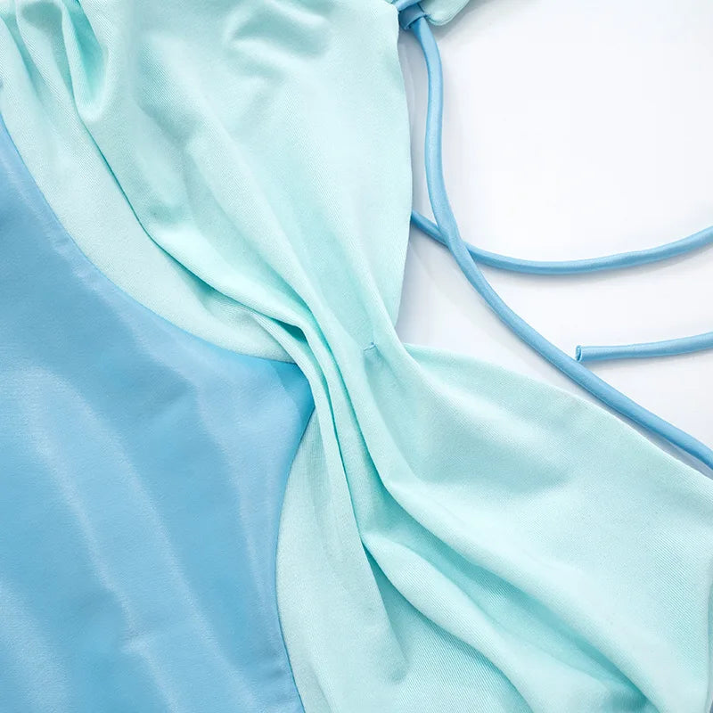 Y2K Style Backless Halter Summer Dress Lace Up Mini Dress