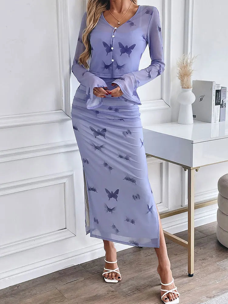 Autumn Two Piece Knit Dress Set For Women With Long Sleeves