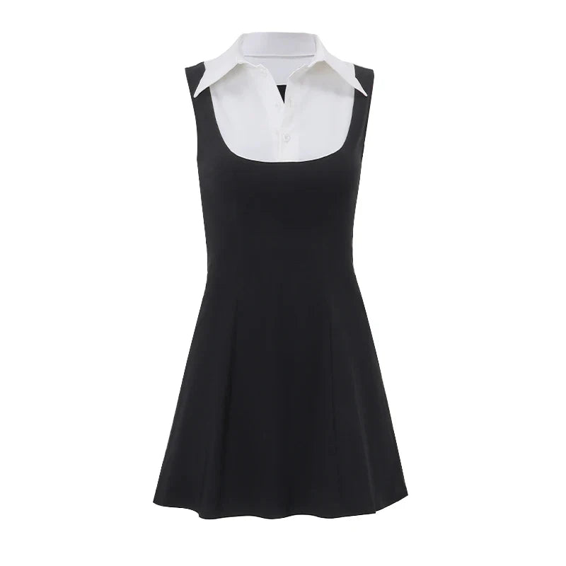 Y2K Sleeveless Mini Dress Slim A Line Summer Style