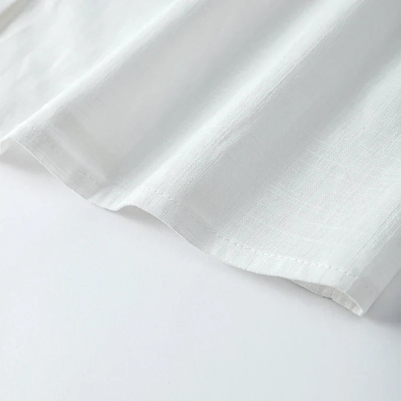 Women's Sweet Solid White Blouse with Front Bow Lace-Up Long Sleeves Elegant Casual Summer Top