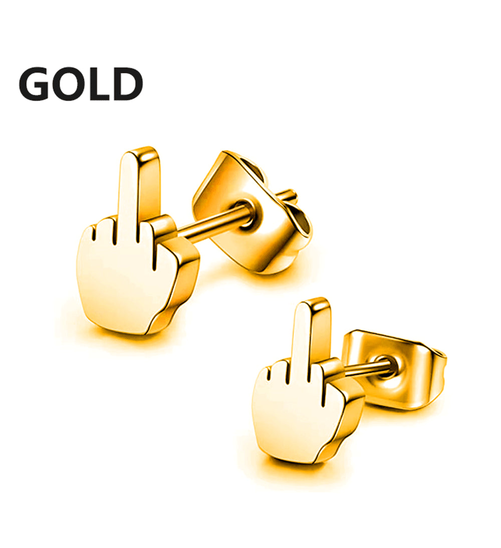 Middle Finger Earrings Stainless Steel Hoop Earrings for Men and Women