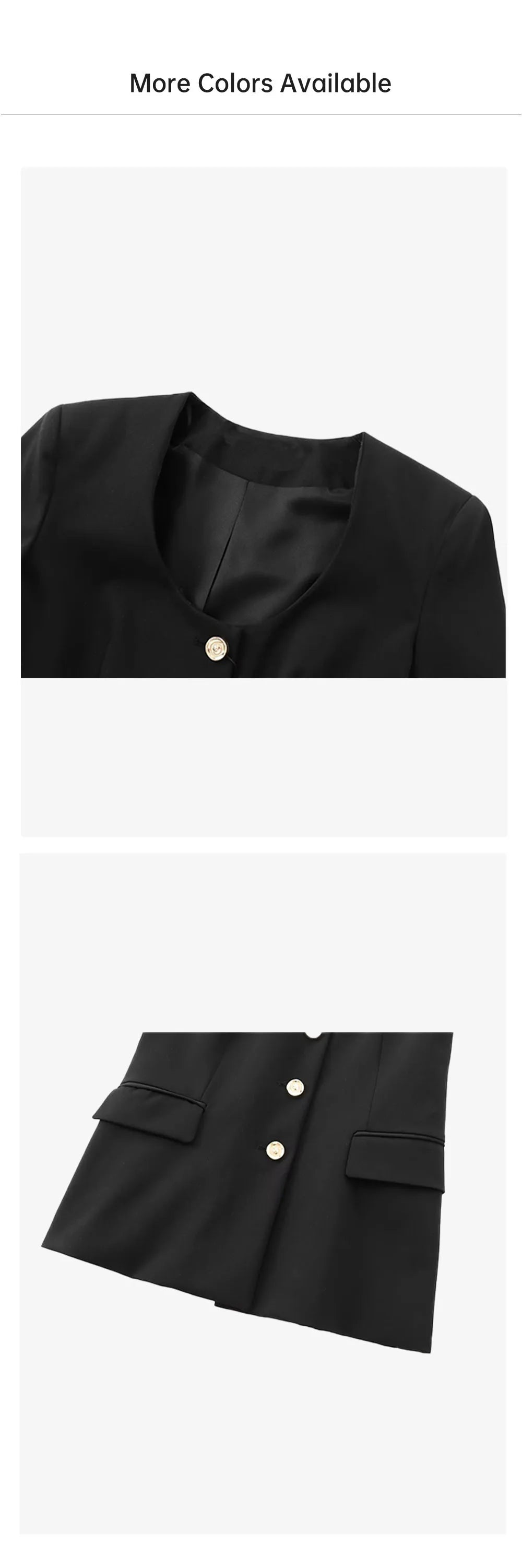 Casual Women's Long Sleeve Round Neck Suit Coat with High Waist Trumpet Pants Set