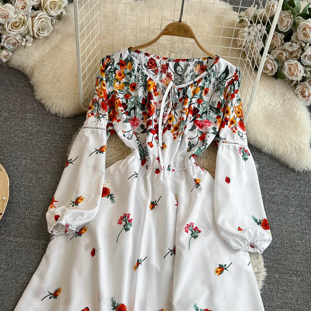 Floral Print Maxi Dress For Women Elegant Swing Tunic